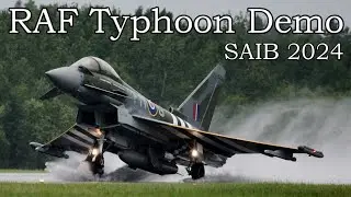 RAF Typhoon Full Display + RCAF CF-18 Demo Formation Flight in Rain in 4K - SAIB 2024 - 2024-06-23.