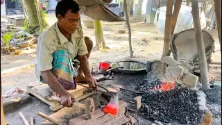 A Blacksmith Working in the Village | Traditional Metal Craft & Rural Life | Asian Village Life