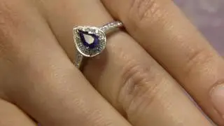 CR1019 Pear shaped sapphire and diamond engagement ring