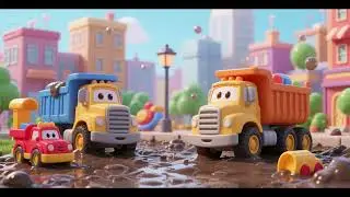 🚚🫧 Toy Trucks in the Muddy Bubble City | Fun Adventure Song for Kids