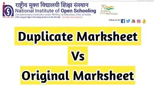 Nios Duplicate Marksheet Vs Original Marksheet | Task Is Helping (NIOS) #nios #duplicatemarksheet