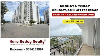 Just 55 Lacs - Thaiyur OMR - Akshaya Today - 1251 sq ft 3 BHK Apartment for Resale