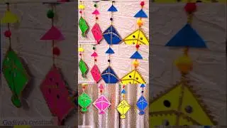 DIY makar sankranti / lohri 🪁✨️ / wall hanging ideas #artandcraft #papercraft #patang #diy #shorts