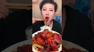 Spicy Fried Pork Curry Eating  🤤😋 #mukbang #food #mukbanghorfun #koreanfood #eat
