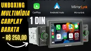 Central Carplay 1DIN barata Unboxing e primeiras impressões