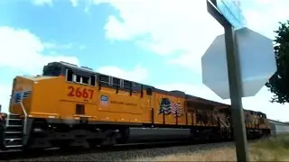 Union Pacific Power Move In The Middle Of Train
