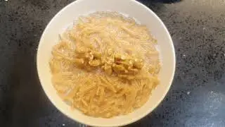 سوينا اطيب حلاوة شعريه بالحليب والقشطه وبدون نشأ ولا كاستر 😋😋 و لأول مره بالمطبخ طبخه بمساعده زوجي 😇