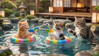 Ginger Helps Papa Cat Builds a Swimming Pool 🐾