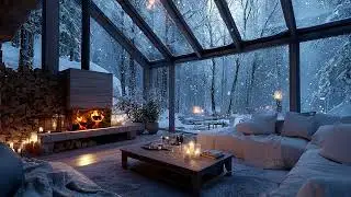 🎹 Winter Focus Piano Lounge  Warm Fireplace Ambience & Soft Snow  Study, Calm Mind, Heal Stress