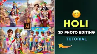 Playing Holi with Krishna Photo editing tutorial || bing image creator tutorial #bing #holi#ai
