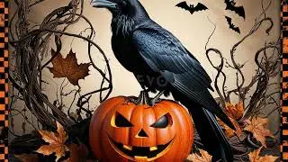 Raven Crow & Pumpkin Art Screensaver 🍁 Moody Fall Crow Decor for Frame TV & Halloween Wall