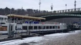 Prague Boats Vltava River Winter Sightseeing Cruise Jan 2017, Czech Republic #vltava #prague