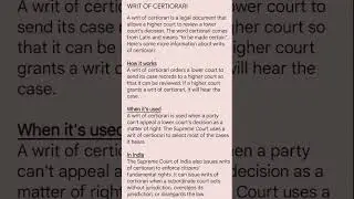 Writ of Certiorari #shortsfeed #history #llbstudents #indianlaw