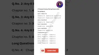 9th General Science Pairing Scheme 2025