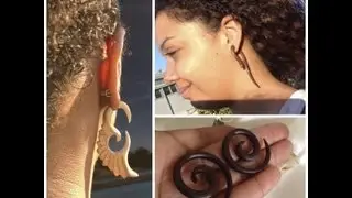 Fake Gauged Earrings Horn & Black Wood Fake Gauge Earrings