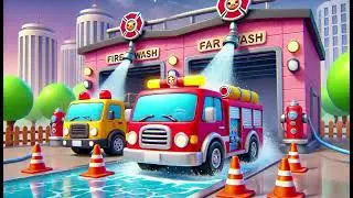 🚒 Fire Truck Wash, Car Wash Song - Nursery Rhymes & Kids Song 🚗🎶