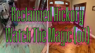 Pro Applying Hard Wax Penetrating Oil Finish To Reclaimed Hickory Herringbone Hardwood Floor 