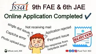 FSSAI FAE & JAE Online Application Completed ✔️ | Application rejected ❌🤦