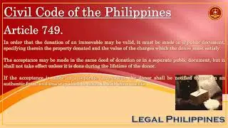Requirements To Ensure That The Donation Of An Immovable Is Valid | Civil Code Article 749