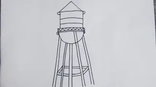 OVERHEAD WATER TANK DRAWING EASY STEP BY STEP DRAWING OVERHEAD WATER TANK/OVERHEAD TANK DRAWING