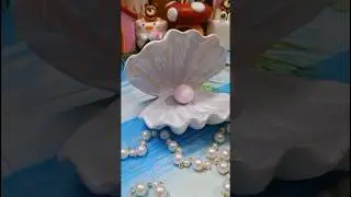 Exquisite Handmade Clay Shell with Pearl as a Jewelry display🐚🦪handmade modern clay shell#shell#clay