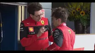 Mattia Binotto telling off Charles Leclerc after the British GP