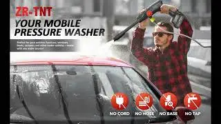 ZR-TNT Portable Power Cleaner, Cordless Pressure Washer,21V Battery Max 580 PSI 1.0 GPM