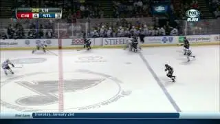 Brandon Saad knuckle wrist shot goal 4-3 Chicago Blackhawks vs St. Louis Blues 12/28/13 NHL Hockey