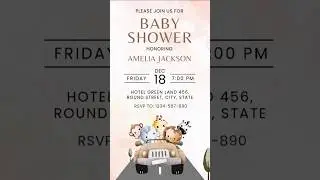 Baby shower video invitation template with baby animals #videoinvitations #babyshowerinvites