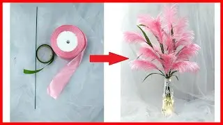 Qq. Handmade - Ленточные цветы || Как сделать камыши из ленты