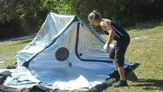 Shiftpod III set up in real time by 5' tall  female