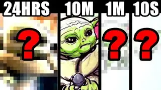 Drawing BABY YODA in 1 DAY (24 HOURS) | 10 Minutes | 1 Minute | 10 Seconds???