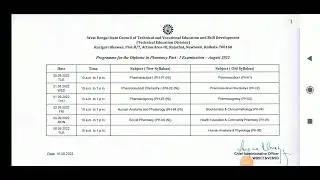 diploma in pharmacy part-১ exam। notice ।wbsctvesd exam notification। how to check exam notific