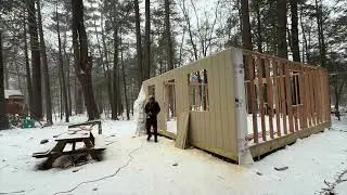 1 Wall Sided, 3 more to go! Installing T1-11 Siding | Sugar Shack / Shed Build Series