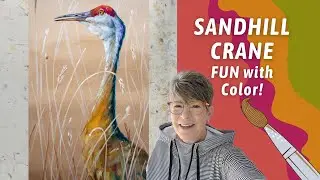 Colorful Sandhill Crane! Acrylic Painting Techniques! By: Annie Troe