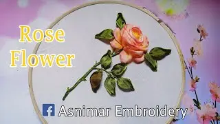 Rose Flower Ribbon Embroidery Design & Tutorial