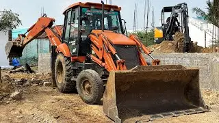 TATA SHINRAI HITACHI JCB VS HYUNDAI HX 30AZ BACKHOE LOADER NEW HOME FOUNDATION FRONTAGE MID FILLING 