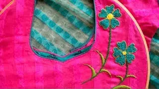 Real flowers on stitched blouse | French knot embroidery