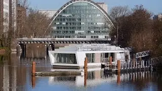 Hamburg, Hammerbrook, Hochwasserbassin, Hausboote, Berliner Bogen - Full HD (1080p) Videobild