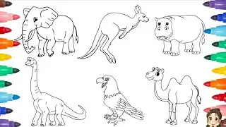 Wild Animals Drawing And Coloring | How To Draw Wild Animals For Kids 🦅🦕 Children Draw Animals