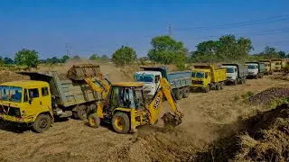 New jcb 3dx loding mud on tata truck and stunt jcb and truck
