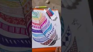 Beautiful leaf by cheap sketch pens.......!!💚💙💛🤍💜 #art #recreating #embroideryart #diy #craft