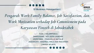 Pengaruh Work-Family Balance, Job Satisfaction, dan Work Motivation terhadap Job Commitment