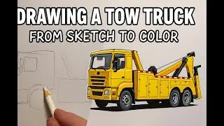 From Rough Sketch to Realistic Tow Truck Drawing  Step by Step Transformation