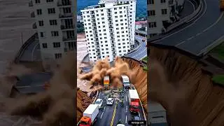 Ground Collapse Causes Building to Fall into River Instantly!
