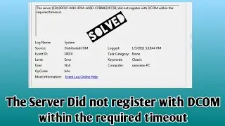 Server Did Not Registered With DCOM || Error windows 11 || Fixed