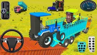 🛤️ Tractors Loaded Inside Big Truck | : Heavy Loading Challenge in game #25 #jcb #jcbtractor 