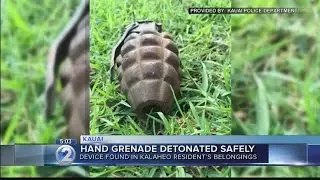 Disposal team safely detonates live hand grenade in Kalaheo