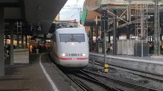ICE 1 verl&auml;sst Duisburg mit Lichtis und Makro