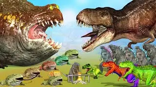 Giant frog vs Dinosaur and Godzilla Cartoon video @ShouryaVisuals
